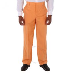 Mens Amber Orange Mohair Wool-Blend Wide Leg Trousers, Brand Size 46 (Waist Size 31.1)