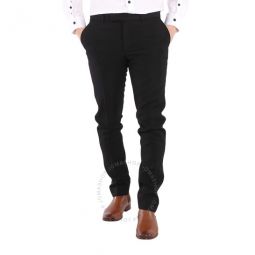 Mens Black Bullion Stripe Soho Fit Wool Tailored Trousers, Brand Size 46 (Waist Size 31.1)