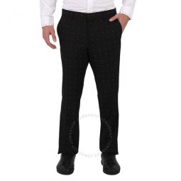 Mens Black Classic Fit Fil Coupe Wool Cotton Tailored Trousers, Brand Size 48 (Waist Size 32.7)
