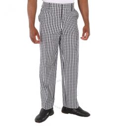 Mens Black Gingham Technical Wool Wide-leg Tailored Trousers, Brand Size 50 (Waist Size 34.3)