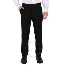 Mens Black Grain De Poudre Wool Trousers, Brand Size 52 (Waist Size 35.8)