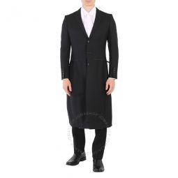 Mens Black Slim Fit Zip-cut Wool Twill Jacket, Brand Size 46 (US Size 36)
