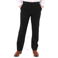 Mens Black Tailored Straight Leg Virgin Wool Pants, Brand Size 52 (US Size 35.8)