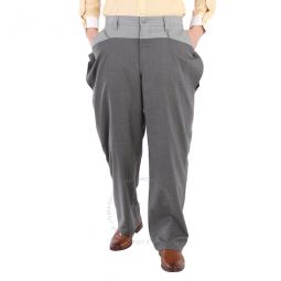 Mens Charcoal Grey Press-stud Detail Tonal Wool Trousers, Brand Size 44 (Waist Size 29.5)
