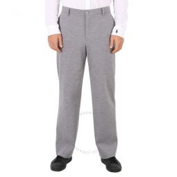 Mens Cloud Grey Wool Jersey Wide-leg Tailored Trousers, Brand Size 52 (Waist Size 35.8)
