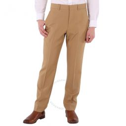 Mens Dark Tan Straight-Leg Wool Tailored Trousers, Brand Size 50 (Waist Size 34.3)
