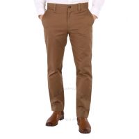 Mens Dusty Caramel Cotton Cropped Straight-Fit Tailored Trousers, Brand Size 44 (Waist Size 29.5)