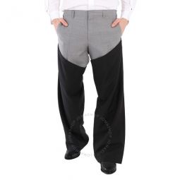 Mens Grey Casual Wool Trousers, Brand Size 46 (Waist Size 31.1)