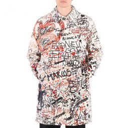 Mens Keats Doodle Print Single-breasted Coat, Brand Size 46 (US Size 36)