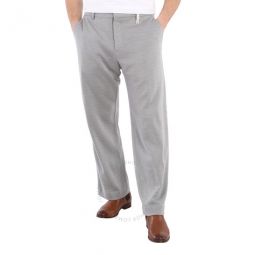 Mens Light Pebble Grey Cashmere Blend Jersey Wide-leg Pants, Brand Size 44 (Waist Size 29.5)