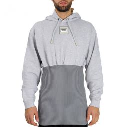 Mens Light Pebble Grey Reconstructed Cotton Hoodie, Size Large