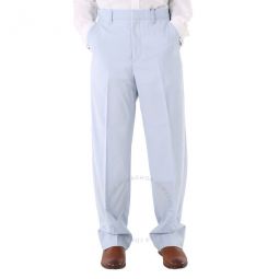 Mens Pale Blue Tumbled Wool Wide-leg Trousers, Brand Size 46 (Waist Size 31.1)