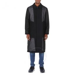 Mens Panelled Cotton Gabardine Car Coat In Black, Brand Size 46 (US Size 36)