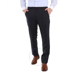 Mens Pinstriped Tailored Wool Trousers, Brand Size 50 (Waist Size 34.3)