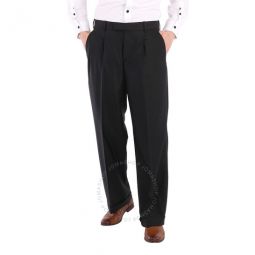 Mens Tailored Wide Leg Trousers In Black, Brand Size 50 (Waist Size 34.3)