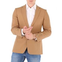 Mens Warm Camel Single-Breasted Wool Blazers, Brand Size 48 (US Size 38)