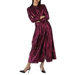Metallic Long Sleeve Pleated Dress, Brand Size 6 (US Size 4)