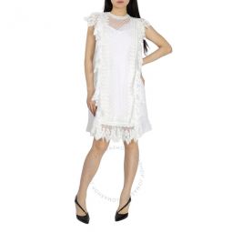 Nahla White Polka-dot And Scalloped Lace Tulle Dress, Brand Size 2 (US Size 0)