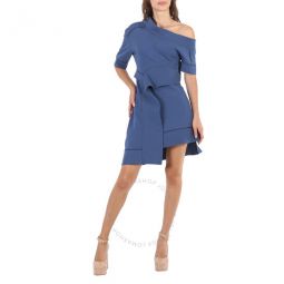 Pewter Blue One-shoulder Cotton-blend Sweatshirt Dress, Brand Size 4 (US Size 2)