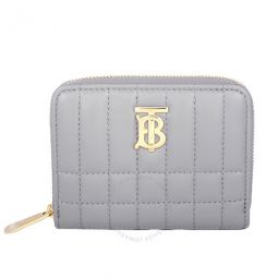 Quilted Leather Lola Zip Wallet In Cloud Grey