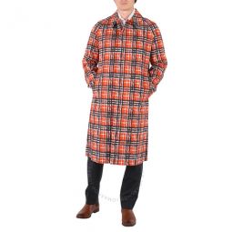 Scribble Check Cotton Car Coat In Bright Military Red, Brand Size 50 (US Size 40)