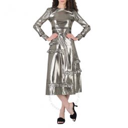 Silver Long Sleeve Dress With Stitch Detail, Brand Size 6 (US Size 4)