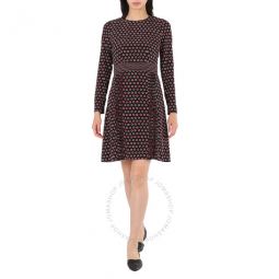 Spot Print Long-sleeve Silk Dress, Brand Size 2 (US Size 0)