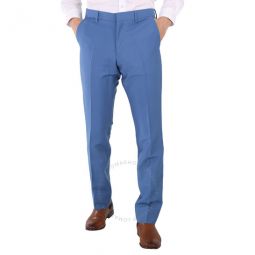 Steel Blue Mohair Wool Classic Fit Tailored Trousers, Brand Size 58 (Waist Size 40.5)