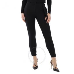 Strap Detail Stretch Crepe Jersey Trousers In Black, Brand Size 2
