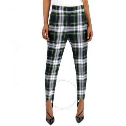 Tartan Wool High-waisted Stirrup Trousers In Ink Blue, Brand Size 2 (US Size 0)