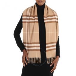 The Classic Check Cashmere Scarf- Mid Camel