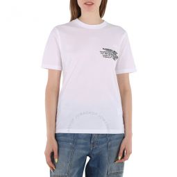 White Cotton Coordinates Print T-shirt, Size Small