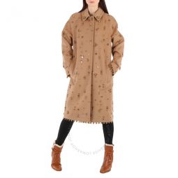 Wool Cashmere Single-breasted Embellished Car Coat, Brand Size 6 (US Size 4)