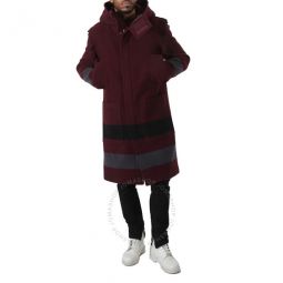 Wool Pocket-detail Duffle Coat In Deep Maroon, Brand Size 52 (US Size 42)