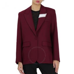 Burgundy Rubik Stretch-twill Tailored Blazer Jacket, Brand Size 1