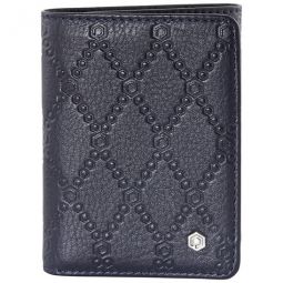 c Double Fold Leather Wallet- Navy Blue
