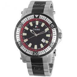 Hawk Date Black and Red Dial Stainless Steel Mens Watch SC-5H1-04-007-4