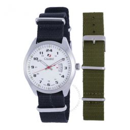 Trooper White Dial Black Canvas Mens Watch