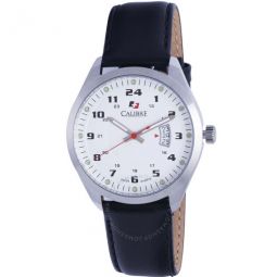 Trooper White Dial Black Leather Mens Watch
