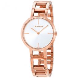Cheers Silver Dial Rose Gold PVD Ladies Watch