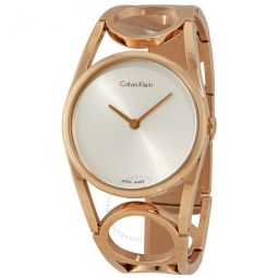 Round Silver Dial Rose Gold PVD Ladies Watch