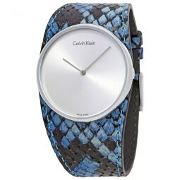 Spellbound Silver Dial Blue Leather Ladies Watch