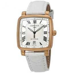 DS Podium Silver Dial White Leather Watch