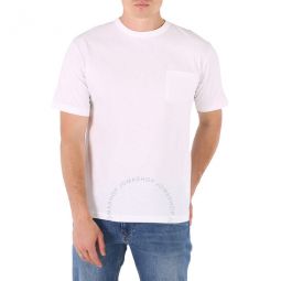 Mens White Cotton Pocket T-shirt, Size Large