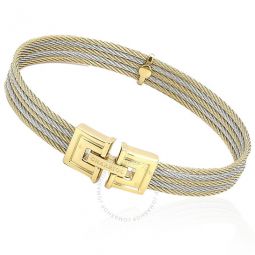 Biarritz Yellow Gold PVD And Stainless Steel Cable Bracelet, Size M