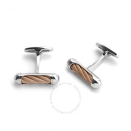 Celtic Bar Stainless Stain And Rose Gold PVD Cabel Cufflinks