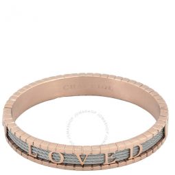 Forever Loved Stainless Steel Rose Gold PVD Cable Bangle, Size XL