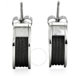 Forever Stainless Steel Black Pvd Cable Earrings