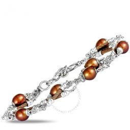 Pearl Stainless Steel and Bronze PVD Brown Pearls Bracelet