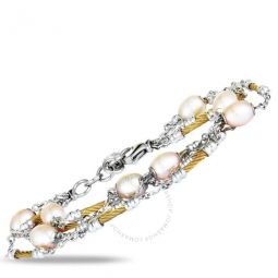 Pearl Stainless Steel and Yellow PVD Cream Pearls Bracelet